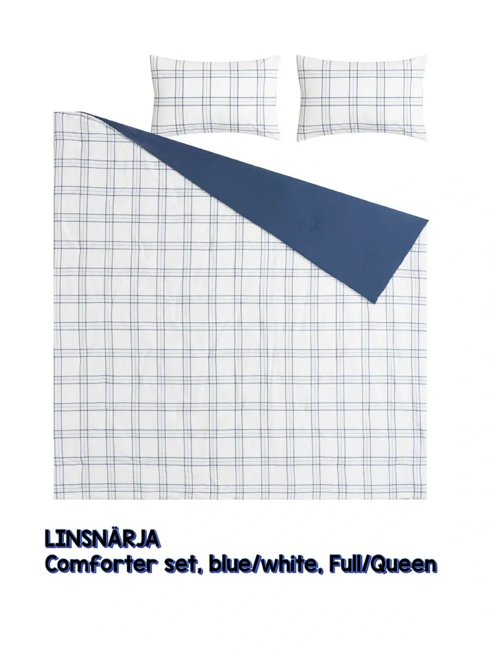 Blue Plaid Comforter Set with Navy Accents
